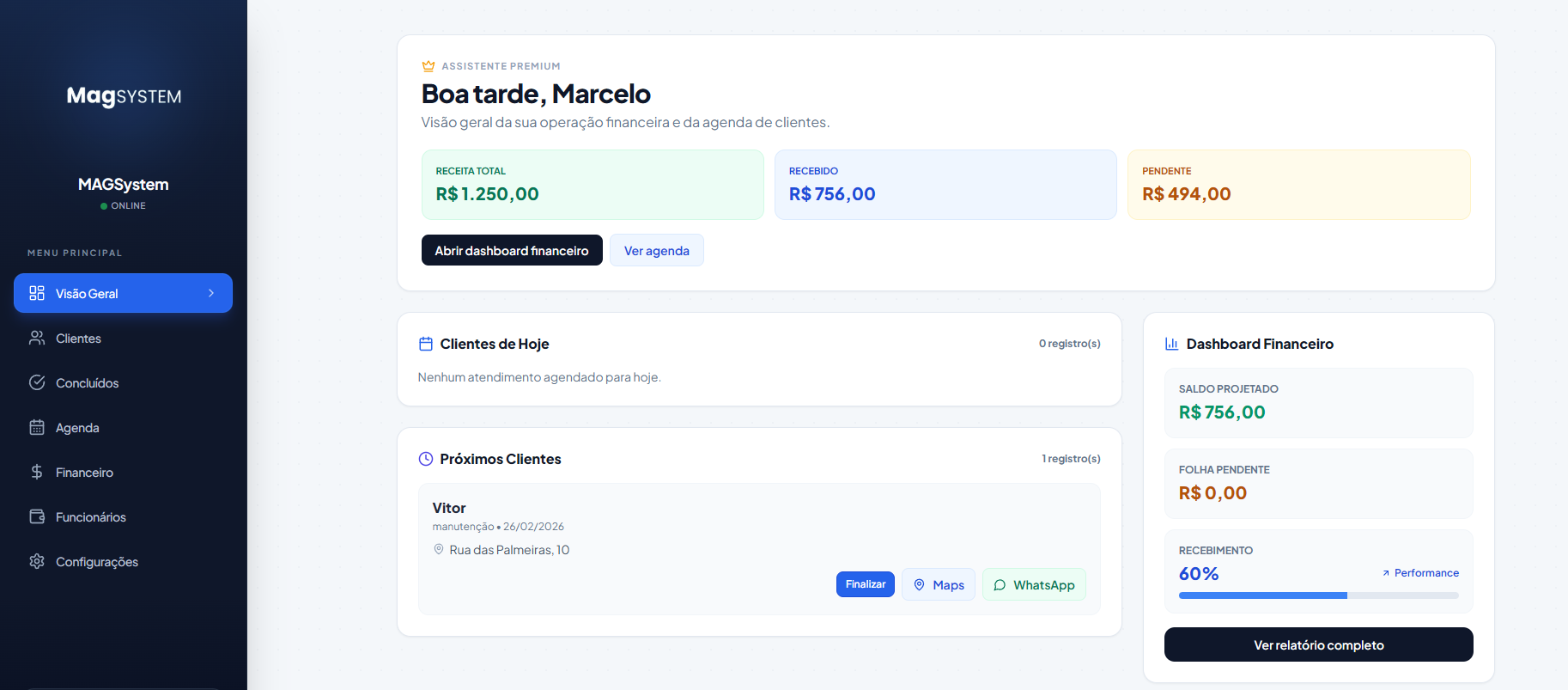 Dashboard MAG System